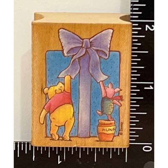 VERY HTF Disney Winnie The Pooh Rubber Stamp Gift Of Great Size 742E - Picture 2 of 6